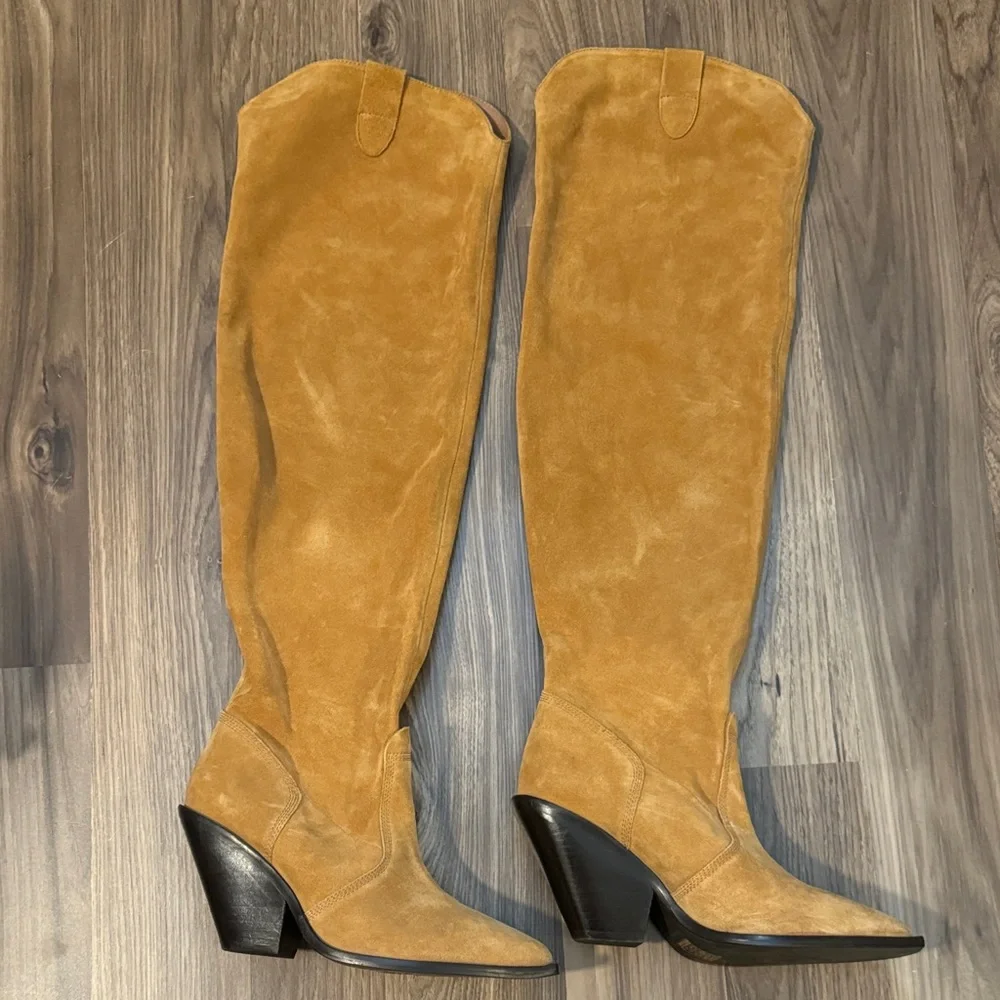 Free People Suede Triple Crown Tall Soft Over the Knee Slouchy Boots 9
